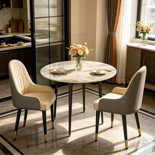 Modern round dining table - round, set